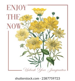 
Typography slogan with colorful hand drawn wild flowers vector illustration for t shirt print design, invitation or other uses