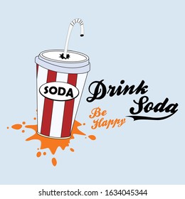 typography slogan with colorful soda glass graphic illustration
