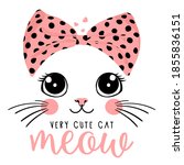 Typography slogan with cute cat illustration.Vector illustration.Print graphic for T-shirt.