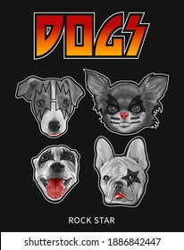 typography slogan with cute  dog with rock star costume ,vector illustration for t-shirt.