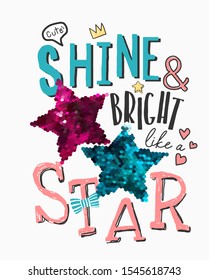 typography slogan with cute icons and glitter sequins illustratioin