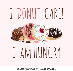 typography slogan with donuts illustation