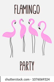 Typography slogan with flamingo bird, vector for modern vector t shirt print, embroidery patch and printing. Fashion graphic tee and printed tee. For boy girl fabric hand drawn background design