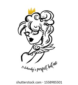 typography slogan with girl in clown and sunglasses illustration.