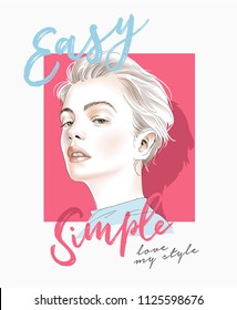typography slogan with girl illustration typography slogan with girl illustration