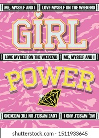 typography slogan girl power vector illustrations. With illustration cool slogans. Vector graphic design for t shirt and other uses. – Vector