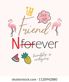 typography slogan with girly icons 