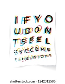 typography slogan glitch style on white paper illustration