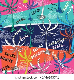 typography slogan Hawaii, Aloha vector illustrations. With illustration cool slogans. Vector graphic design for t shirt and other uses. – Vector