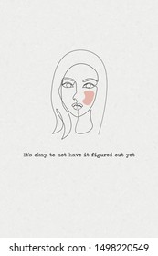 typography slogan with human face illustration on paper background, hand drawn style design, illustration, card vector (Encouragement text)