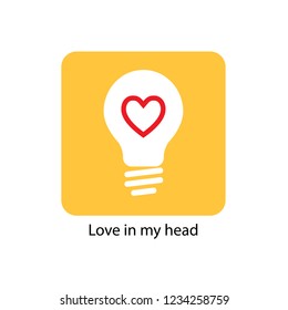 typography slogan. Icon - light bulb with a heart. Vector illustration