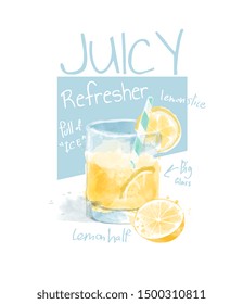 typography slogan with lemonade illustration