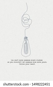 typography slogan with light bulb illustration on paper background, hand drawn style design, illustration, card vector (encouragement text)