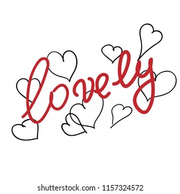 Typography slogan "lovely", vector illustration.