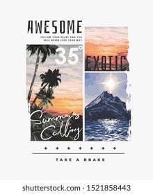 typography slogan with natural exotic background