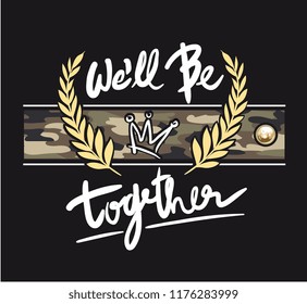 typography slogan on camouflage background