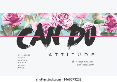 typography slogan on flower pattern stripe background illustration