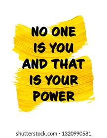 Typography slogan on a golden brush stroke background. Inspirational banner design. Vector illustration.