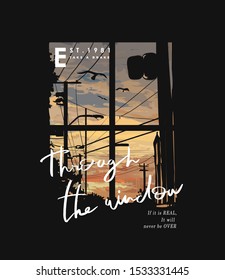 typography slogan on street sunset background