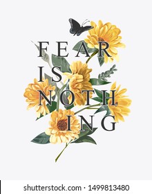 typography slogan on sunflower background