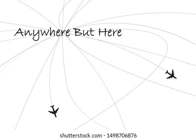 typography slogan plane illustration on paper background, hand drawn style design, card illustration vector