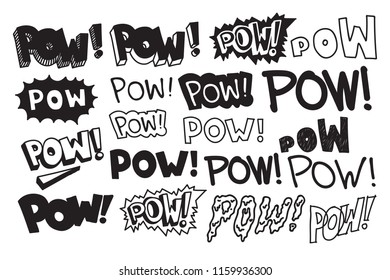 Typography slogan Pow text, universal short quote, simple cute illustration for Ad Advertisement Design Print Bag Sticker Clothing Laptop Phone Wall everywhere. Modern picture, tattoo trend