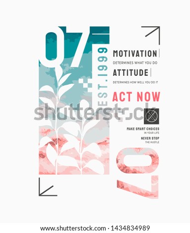 typography slogan with sapling silhouette on sunset background  illustration