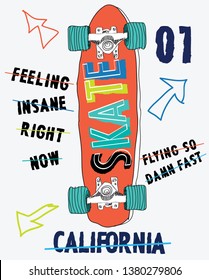 typography slogan skateboard vector illustrations. With illustration cool slogans. Vector graphic design for t shirt and other uses. – Vector