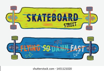 typography slogan skateboard vector illustrations. With illustration cool slogans. Vector graphic design for t shirt and other uses. – Vector