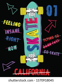 typography slogan skateboard vector illustrations. With illustration cool slogans. Vector graphic design for t shirt and other uses. – Vector