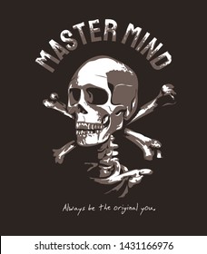 typography slogan with skull illustration