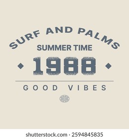 Typography slogan, Summer beach vibes. Surfing club. Miami surf days, t shirt graphics design, Long beach print design artwork. Beach Paradise Print tee design, Surf club design. Big wave artwork