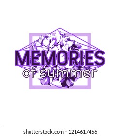 Typography slogan for t shirt printing design. Stylized flower.