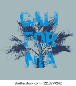 Typography slogan for t shirt printing design. Stylized word California.