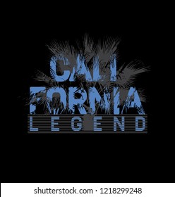 Typography slogan for t shirt printing design. Stylized word California.