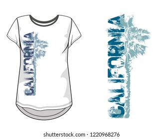 Typography slogan for t shirt printing design. Stylized word California.