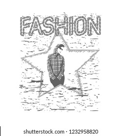 Typography slogan for t shirt printing design. Illustrations in  two or three colors. Can be used for denim and knitwear clothes in fashion.