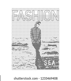 Typography slogan for t shirt printing design. Illustrations in  two or three colors. Can be used for denim and knitwear clothes in fashion.