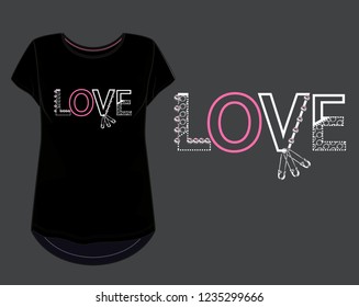 Typography slogan for t shirt printing design. Illustrations in  two or three colors. Can be used for denim and knitwear clothes in fashion.