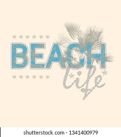 Typography slogan for t shirt printing design. Stylized palm