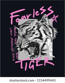 typography slogan with tiger illustration