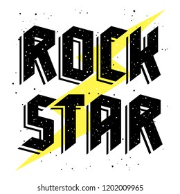 Typography slogan for t-shirt design, fashion badge or embroidery patch. Graphic Tee. Vector illustration with fashion inscription Rock Star