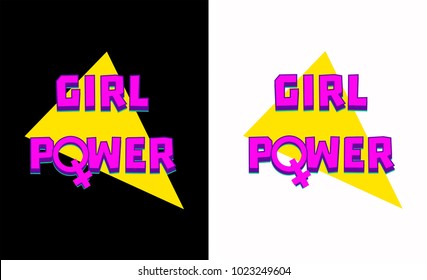 Typography slogan vector for t shirt printing, graphic tee and printed tee. Girl Power 90s style colors