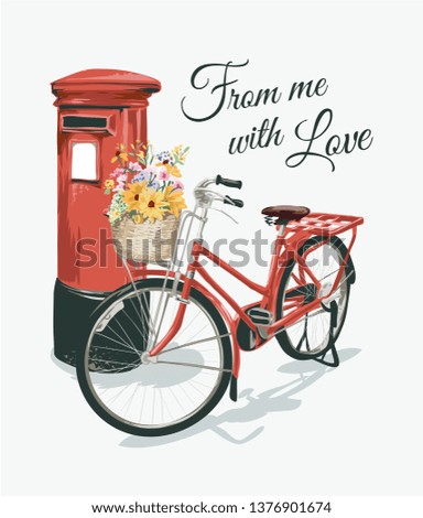 Similar – Image, Stock Photo Red bike with basket on italian street.