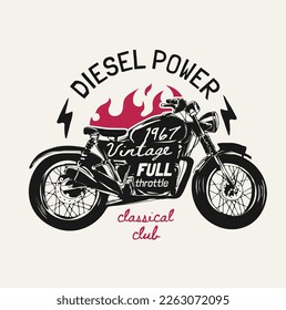 typography slogan with vintage motorcycle silhouette vector illustration