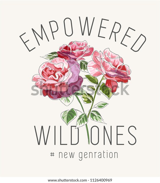 Typography Slogan Wild Flowers Illustration Stock Vector (Royalty Free ...