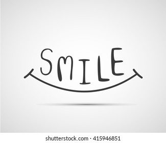 typography smile design, hand drawn font, vector illustration, graphic design, creative