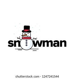 Typography with Snowman Vector Illustration 