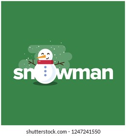 Typography with Snowman Vector Illustration 