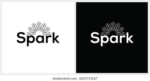 typography spark logo design, sun graphic vector